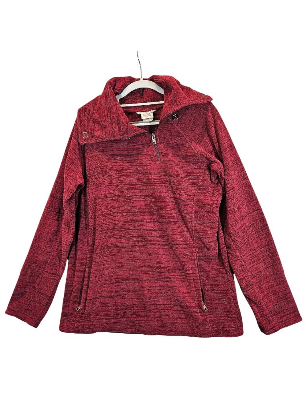 Avalanche Womens L Red Quarter-Zip Pullover fleece Zipper Pockets Thumbholes